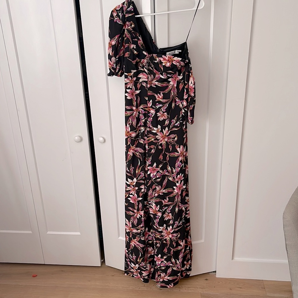 Beautiful Sak’s Amur jumpsuit with off shoulder attached sleeve.